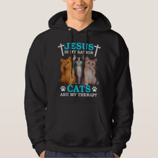Moletom Jesus Is My Savior Cats Are My Therapy Christian F