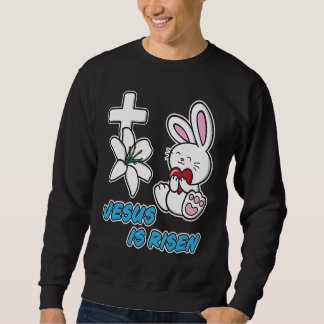 Moletom Jesus Is Risen Christian Easter Cute Bunny He Is R