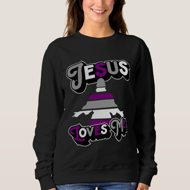 Moletom Jesus Loves Me Church Christian Asexual Pride Flag (Frente)
