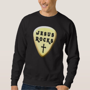 Moletom Jesus Rocks Dourado Guitar Pick Christian Culto Le