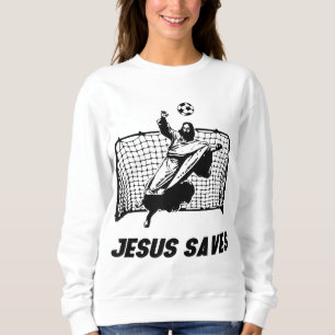 Moletom Jesus salva Jesus salvando o goleiro do futebol