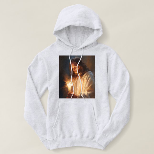 Moletom Jesus segurando a vela Hoodie (Frente do Design)