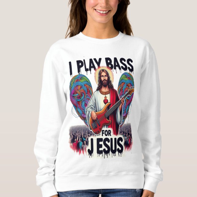 Moletom Jesus segurando um violão de baixo (Frente)