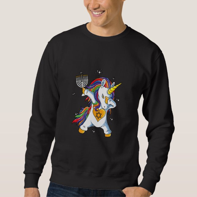 Moletom Jewnicorn Hanukkah Dabbing Unicorn Chanukah Xmas J (Frente)