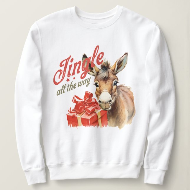 Moletom Jingle All Way Fazenda de Natal Donkey (Frente do Design)