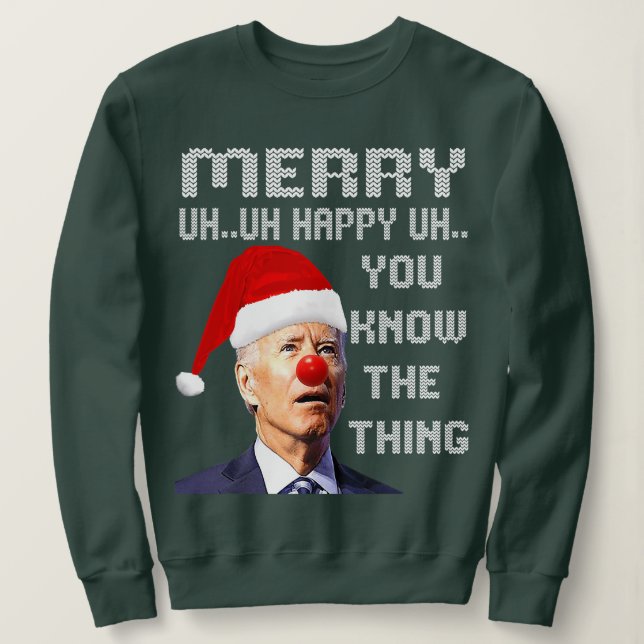 Moletom Joe Biden Ugly Christmas Sweater Para Homens _ Mul (Frente do Design)