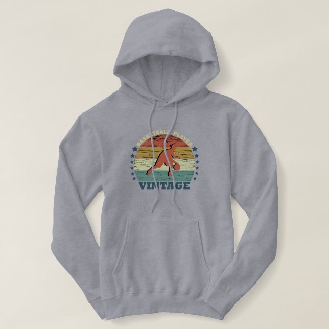 Moletom Jogador de basquete dribblando vintage retro sunse (Frente do Design)