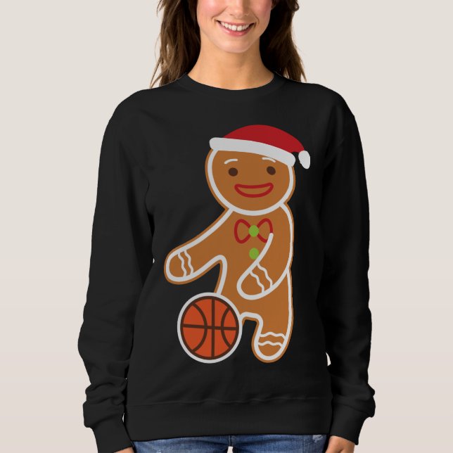 Moletom Jogador de basquetebol Gingerbird Engraçado Natal (Frente)
