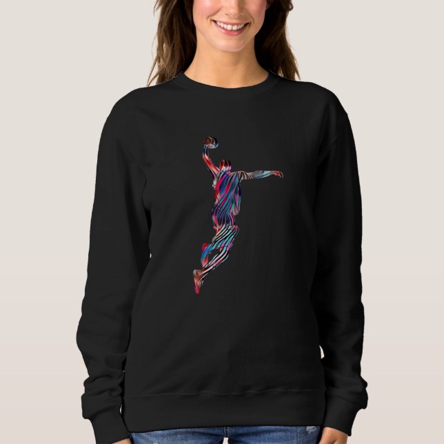 Moletom Jogador de basquetebol Slam Dunk Red Fractal Abstr (Frente)