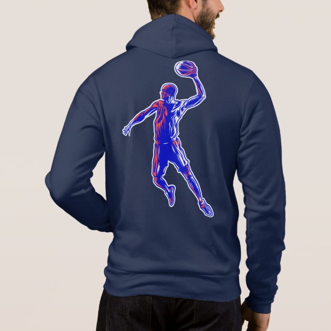 Moletom Jogador de basquetebol Slam Dunk, Vermelho e Azul  (Verso)