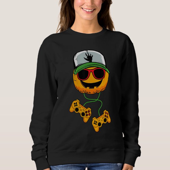 Moletom Jogador de Halloween Jack O Lantern Jovens Jogador (Frente)