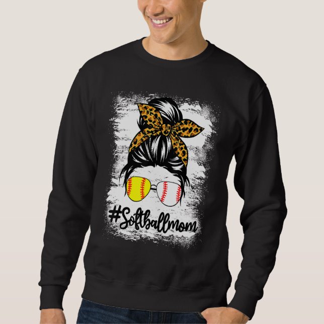 Moletom Jogador de Softball Sangrento Mãe Vida Leopardo Me (Frente)