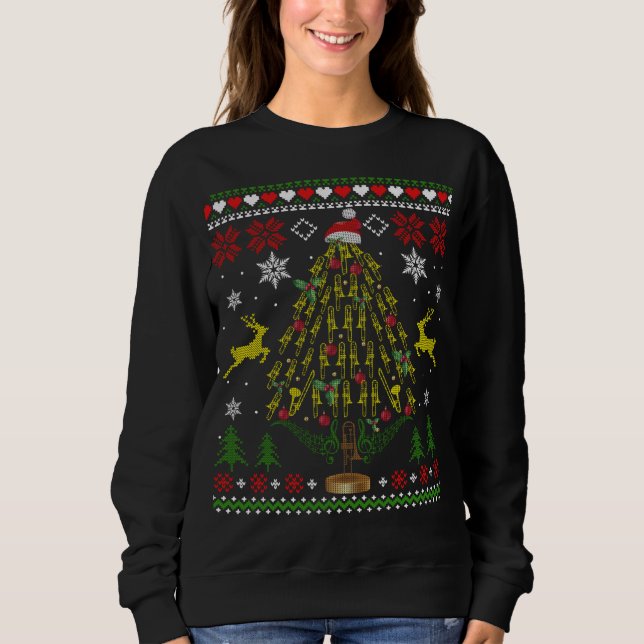 Moletom Jogador de Trombone de Natal Engraçado Oferece Ug  (Frente)