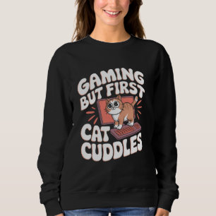 Moletom Jogando, mas primeiro carinho de gato Gato Jogando