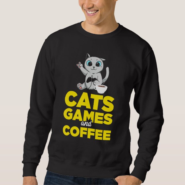 Moletom Jogos De Gatos E Café (Frente)