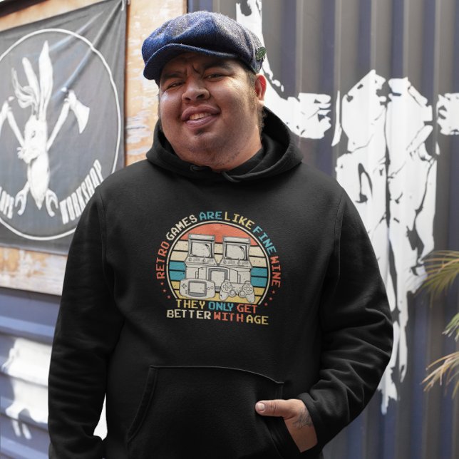 Moletom Jogos Retrorísticos Idade Como Vinho Fino - Jogo d (Criador carregado)