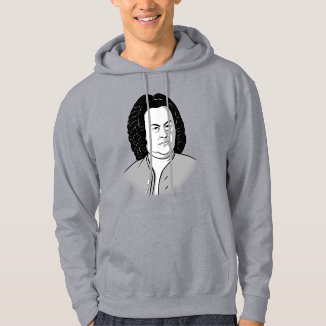 Moletom Johann Sebastian Bach Cartoon Weiß em schwarz, Est (Frente)