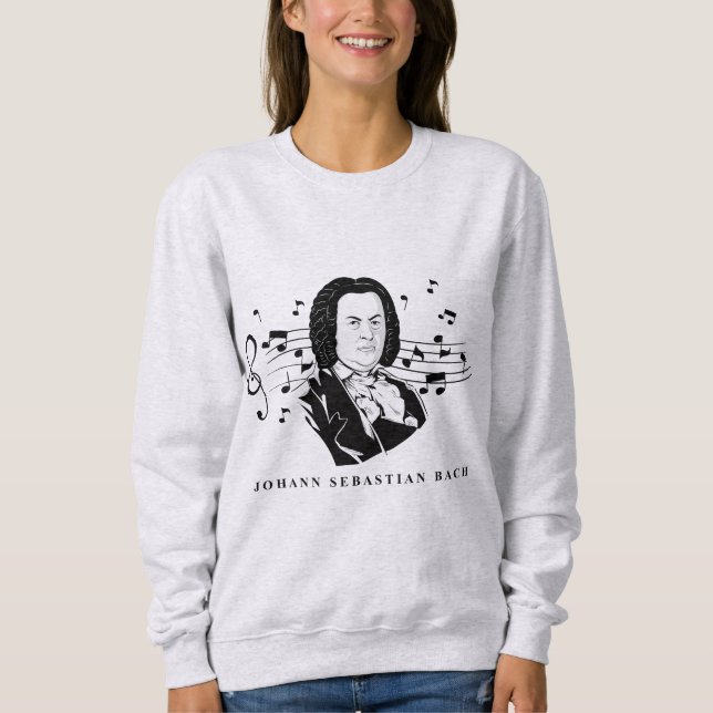 Moletom Johann Sebastian Bach Portrait e Bust com Notes (Frente)