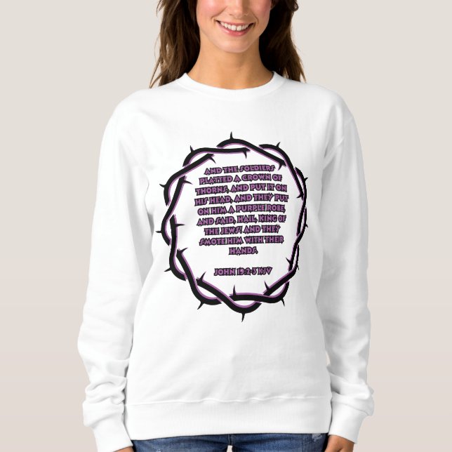 Moletom John 19:2-3 KJV Bíblia Verse Escritura Mulheres (Frente)