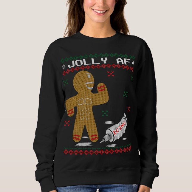 Moletom Jolly AF Gingerbird Man Body Builder feio (Frente)