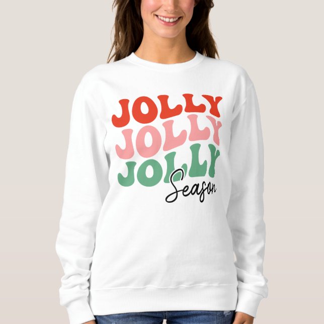 Moletom Jolly Jolly Jolly Season Retro Holiday Typografia (Frente)