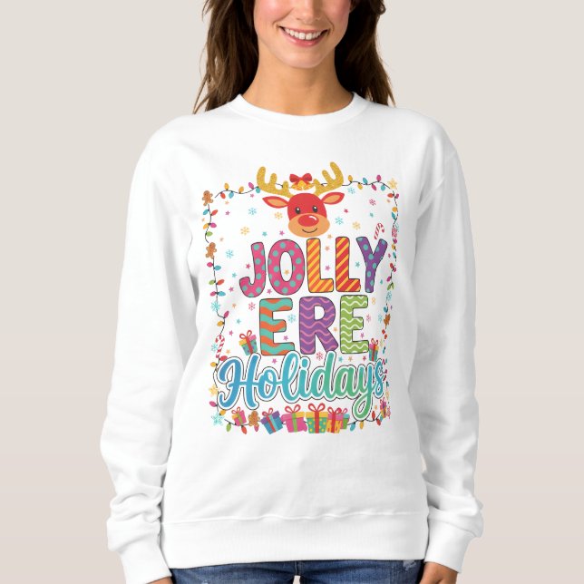 Moletom "Jolly Reindeer Holiday Lights Sweatshirt" (Frente)