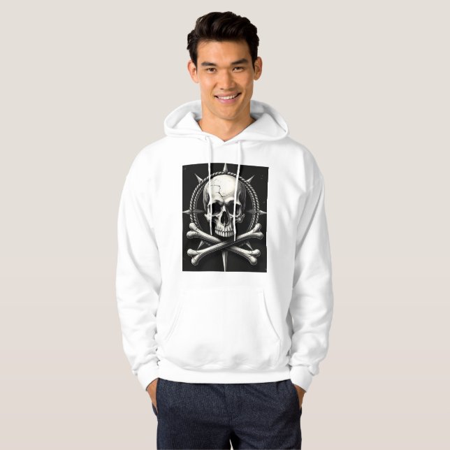 Moletom Jolly Roger Vintage Skull & Bones Unisex (Frente Completa)
