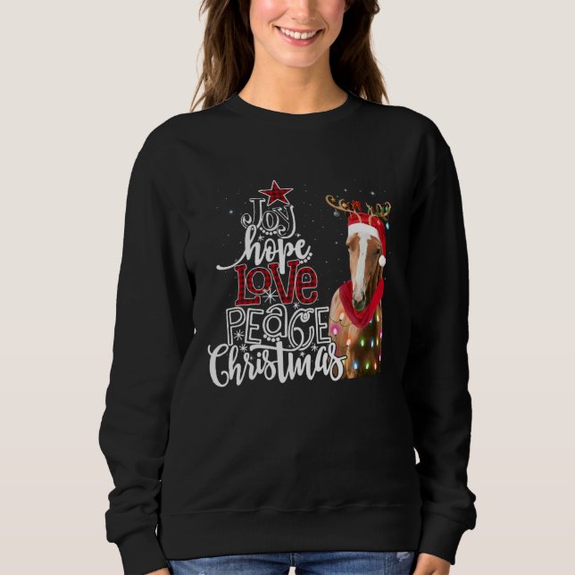 Moletom Joy Hope Love Peace Christmas Horse Santa Reideer  (Frente)