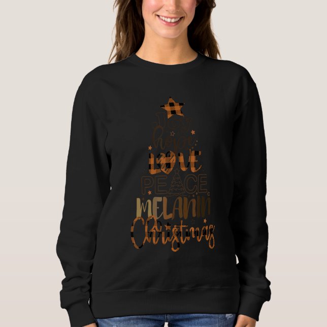 Moletom Joy Hope Love Peace Melanin Christmas Tree Retro (Frente)