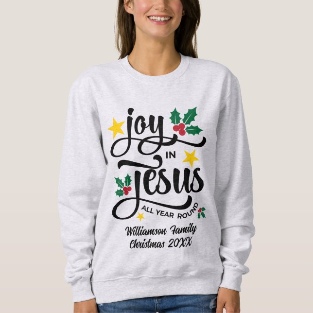 Moletom Joy in Jesus Christian Christmas Family Name  (Frente)