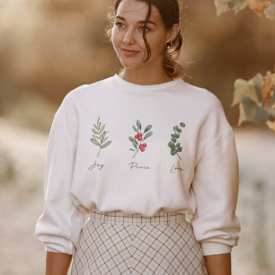 Moletom Joy Peace Love Botanic Winter Sweatshirt