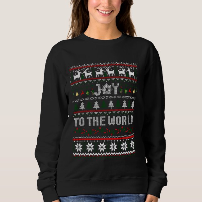 Moletom Joy To The World Engraçado Natal Feia Sweater (Frente)