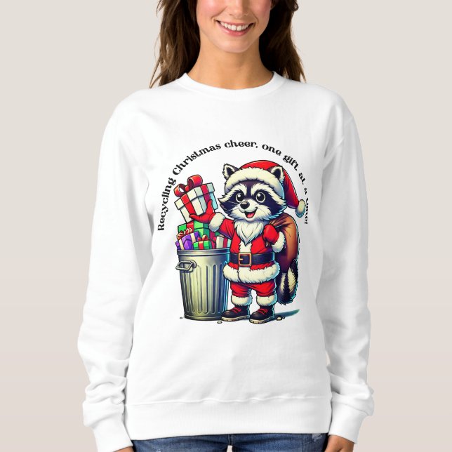 Moletom Joyful raccoon compartilha presentes de Natal (Frente)