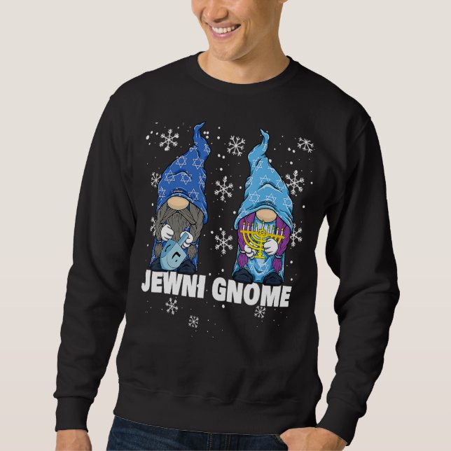 Moletom Judeu Hanukkah Menorah Dreidel Gnomik Feliz (Frente)