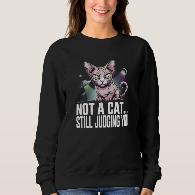 Moletom Judging Sphynx Cat UFO Alien Sarcastic Art (Frente)