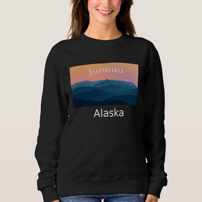 Moletom Juneau Alaska Mountain sunset hometown (Frente)