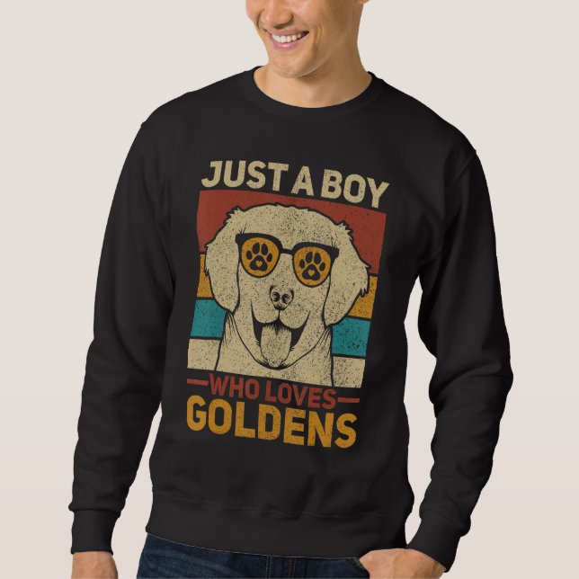 Moletom Just A Boy Who Loves Goldens Dog  Pet Golden Retri (Frente)