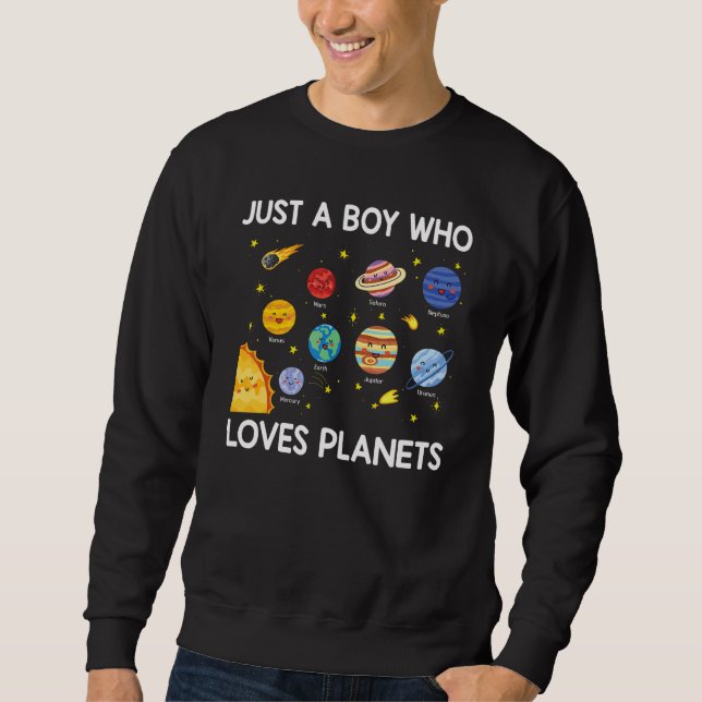 Moletom Just A Boy Who Loves Planets Solar System Space Sc (Frente)