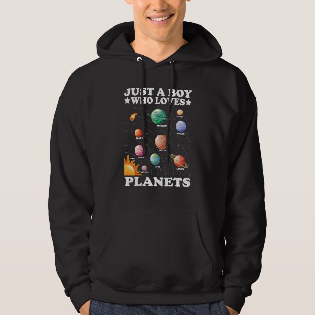 Moletom Just A Boy Who Loves Planets Solar System Space Sc (Frente)