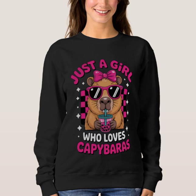 Moletom Just a Girl Who Loves Capybaras Fun Boba Capybara  (Frente)
