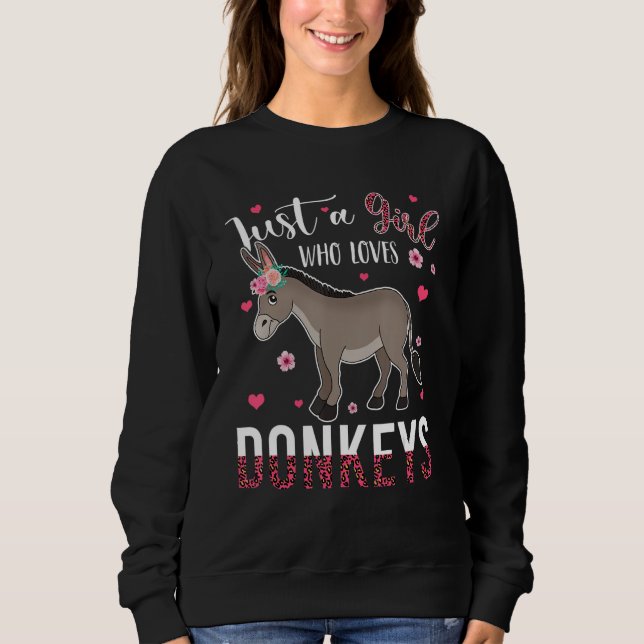Moletom Just A Girl Who Loves Donkeys Cute Floral Donkey C (Frente)