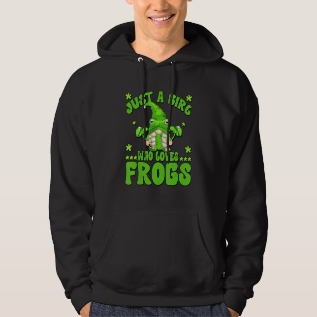 Moletom Just A Girl Who Loves Frogs Funny Gnome Graphic Fo (Frente)