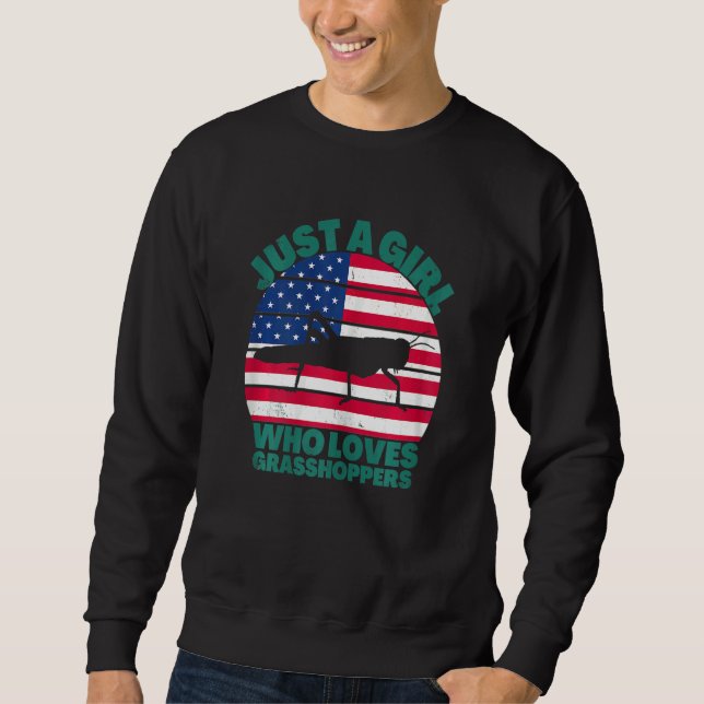 Moletom Just A Girl Who Loves Grasshopers American Flag Di (Frente)
