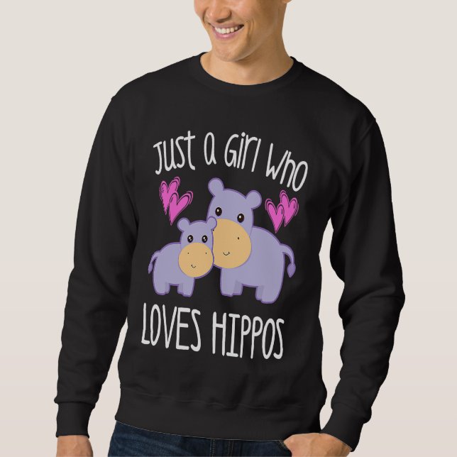 Moletom JUST A GIRL WHO LOVES HIPPOS Mom Baby Toddler Twee (Frente)