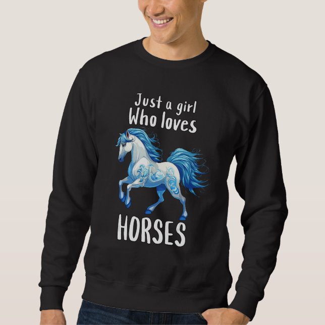 Moletom Just A Girl Who Loves Horses  Wild Blue Horse (Frente)