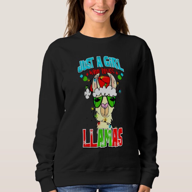 Moletom Just a Girl Who Loves Llamas Merry Christmas Llama (Frente)
