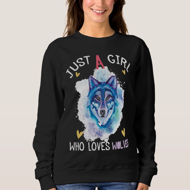 Moletom Just a Girl Who Loves Wolves wolf howling Cute Wol (Frente)