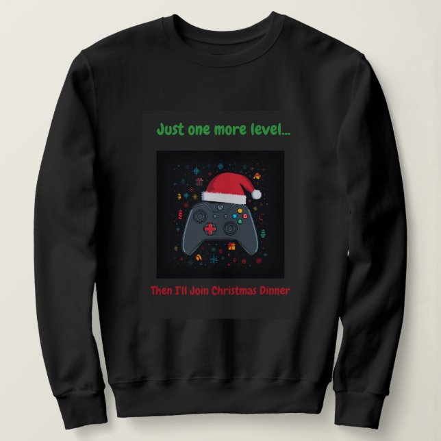 Moletom Just One More Level Funny Gamer Christmas  (Frente do Design)
