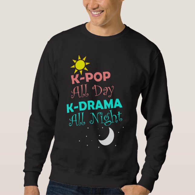 Moletom K-Pop All Day K-Drama All Night Coreano (Frente)