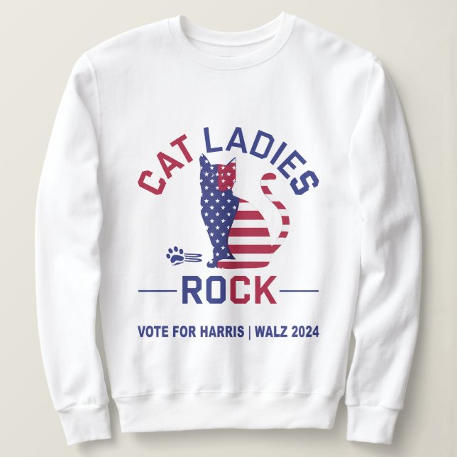 Moletom KAMALA HARRIS CAT LADIES ROCK Sweatshirt feminina (Frente do Design)